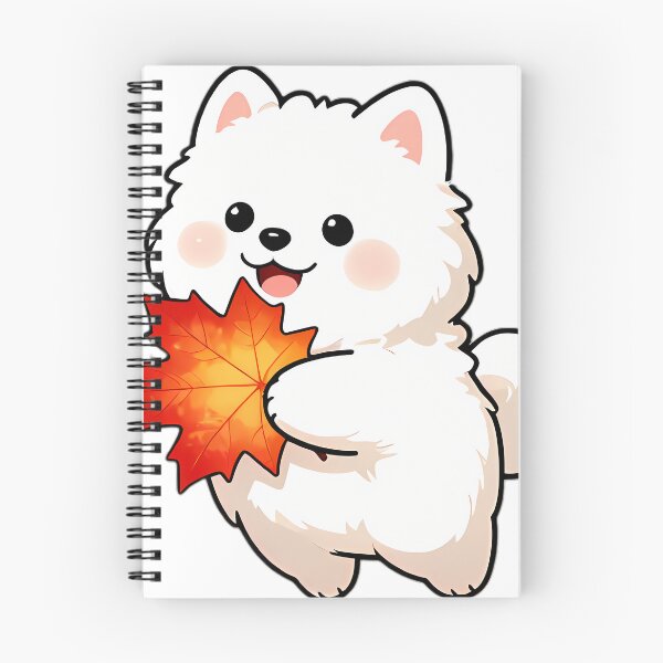 Item preview, Cute Samoyed Puppy Hugging Crimson Autumn Maple Leaf designed and sold by pumsquare.