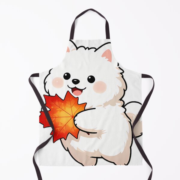 Item preview, Cute Samoyed Puppy Hugging Crimson Autumn Maple Leaf designed and sold by pumsquare.