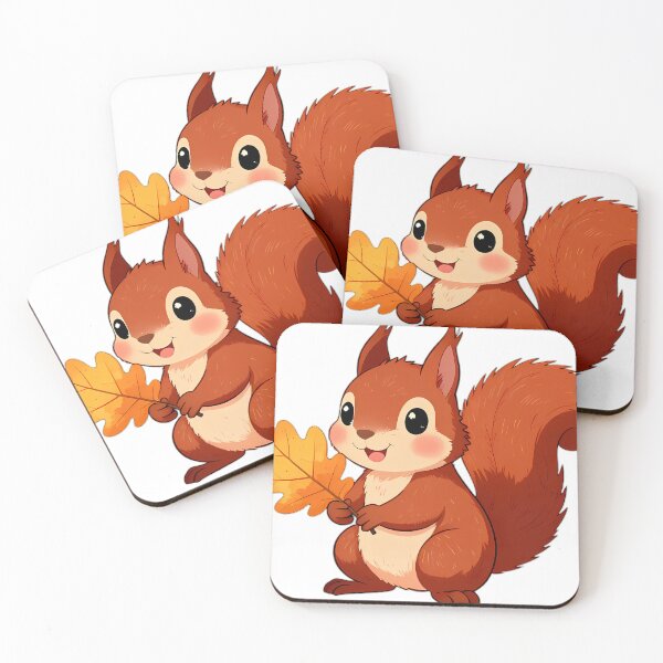 Item preview, Cute Red Squirrel Hugging Golden Amber Oak Leaf designed and sold by pumsquare.