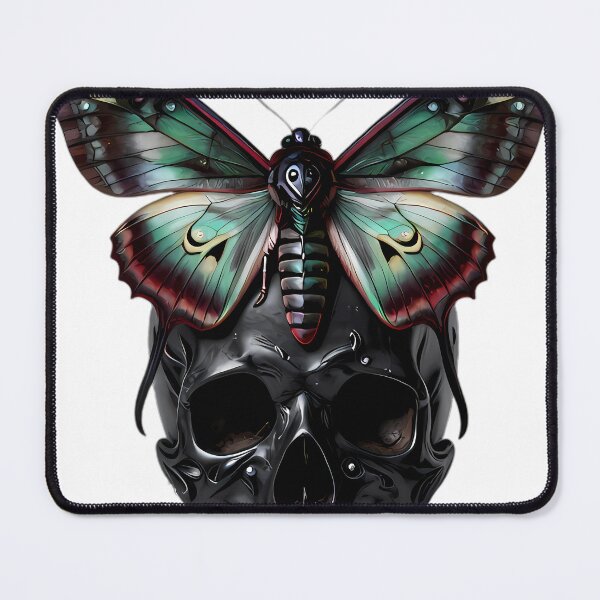 Item preview, Gothic Luna Moth Carved Ebony Memento Mori Skull designed and sold by IllumeInk.