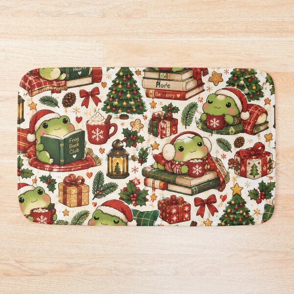 Item preview, Cozy Christmas Frogs – Cute Kawaii Holiday Seamless Pattern designed and sold by RJACreative.