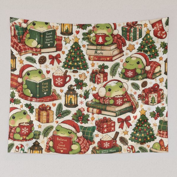 Item preview, Cozy Christmas Frogs – Cute Kawaii Holiday Seamless Pattern designed and sold by RJACreative.