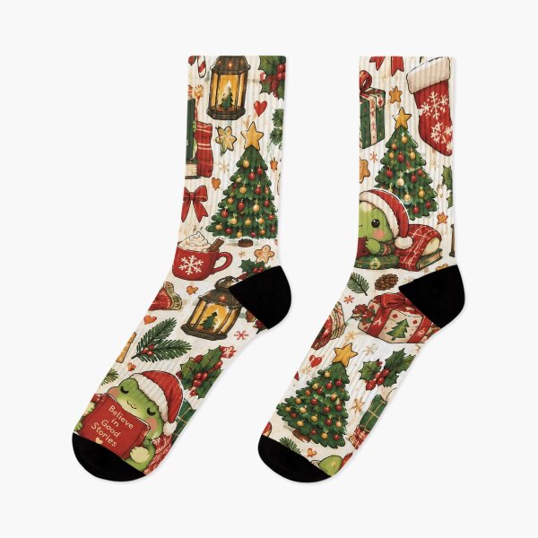 Item preview, Cozy Christmas Frogs – Cute Kawaii Holiday Seamless Pattern designed and sold by RJACreative.