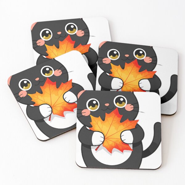 Item preview, Cute Tuxedo Cat Hugging Fiery Orange Maple Leaf designed and sold by pumsquare.