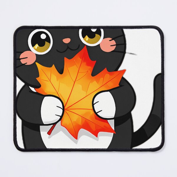 Item preview, Cute Tuxedo Cat Hugging Fiery Orange Maple Leaf designed and sold by pumsquare.