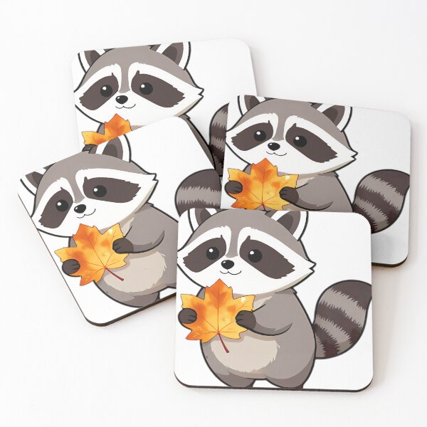 Item preview, Cute Baby Raccoon Hugging Copper Sugar Maple Leaf designed and sold by pumsquare.