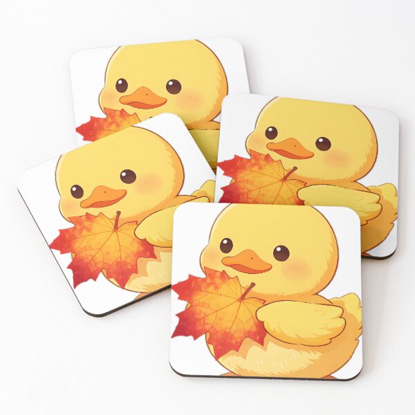 Item preview, Cute Baby Duckling Hugging Crimson Maple Leaf designed and sold by pumsquare.