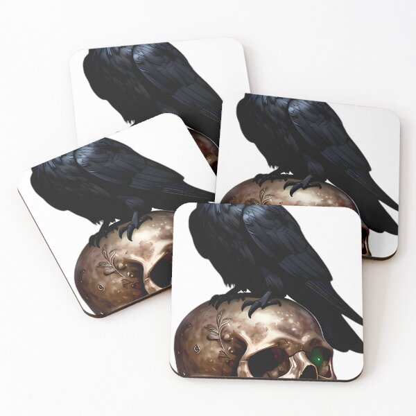 Item preview, Gothic Crow Carved Dark Bronze Memento Mori Skull designed and sold by IllumeInk.