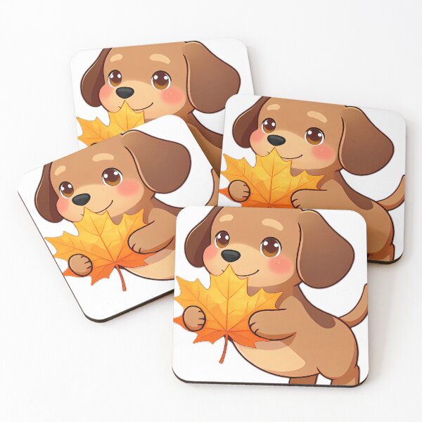 Item preview, Cute Dachshund Puppy Hugging Golden Russet Beech Leaf designed and sold by pumsquare.