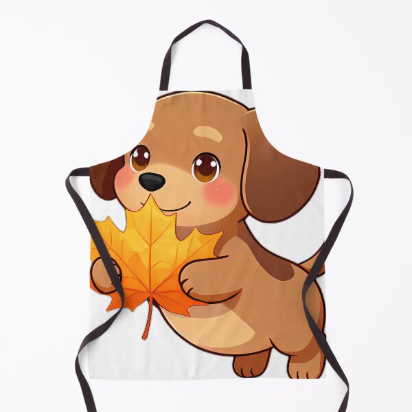 Item preview, Cute Dachshund Puppy Hugging Golden Russet Beech Leaf designed and sold by pumsquare.