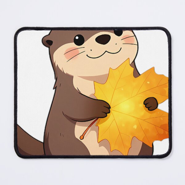 Item preview, Cute River Otter Hugging Golden Sycamore Maple Leaf designed and sold by pumsquare.