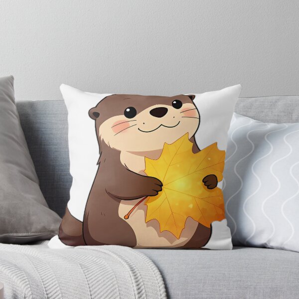 Item preview, Cute River Otter Hugging Golden Sycamore Maple Leaf designed and sold by pumsquare.
