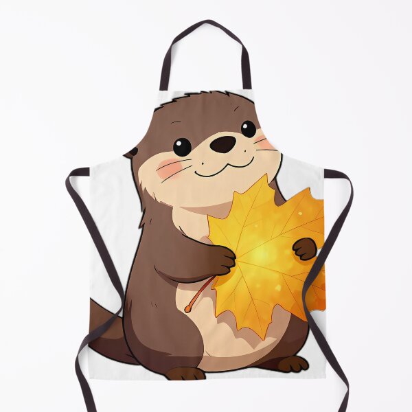Item preview, Cute River Otter Hugging Golden Sycamore Maple Leaf designed and sold by pumsquare.