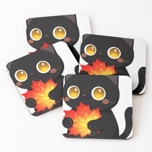 Item preview, Cute Black Cat Hugging Blazing Scarlet Maple Leaf designed and sold by pumsquare.
