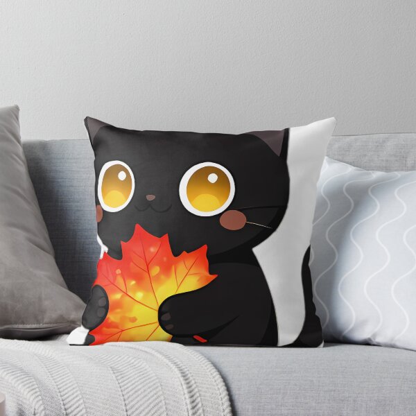 Item preview, Cute Black Cat Hugging Blazing Scarlet Maple Leaf designed and sold by pumsquare.
