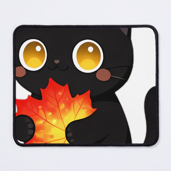 Item preview, Cute Black Cat Hugging Blazing Scarlet Maple Leaf designed and sold by pumsquare.