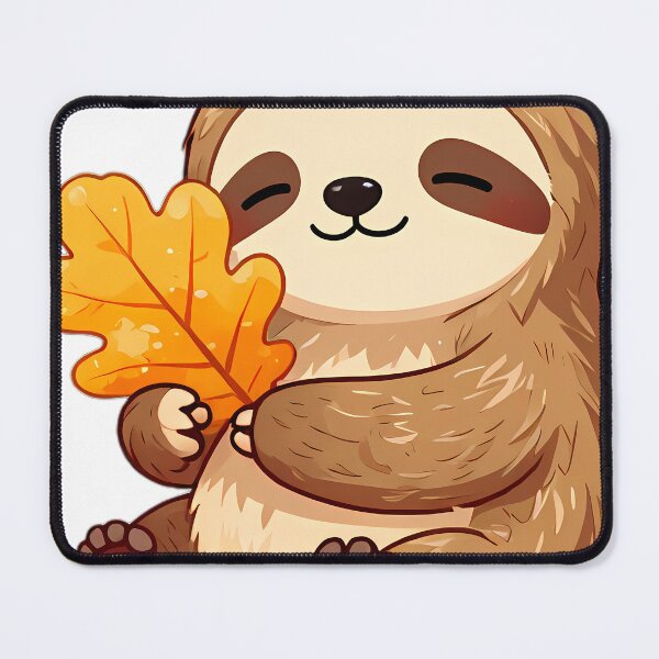 Item preview, Cute Baby Sloth Hugging Golden Amber Oak Leaf designed and sold by pumsquare.