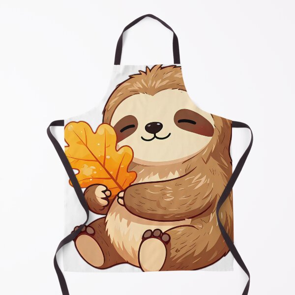 Item preview, Cute Baby Sloth Hugging Golden Amber Oak Leaf designed and sold by pumsquare.