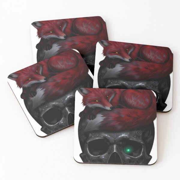Item preview, Gothic Shadow Fox Carved Obsidian Memento Mori Skull designed and sold by IllumeInk.