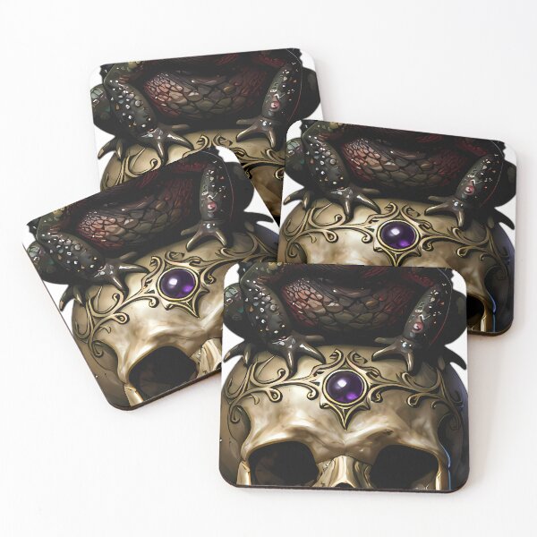 Item preview, Gothic Horned Toad Carved Bone Memento Mori Skull designed and sold by IllumeInk.