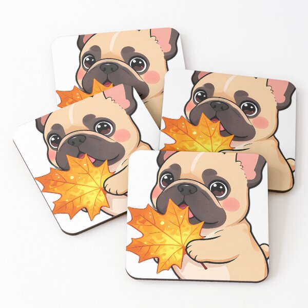 Item preview, Cute French Bulldog Hugging Toasted Caramel Maple Leaf designed and sold by pumsquare.
