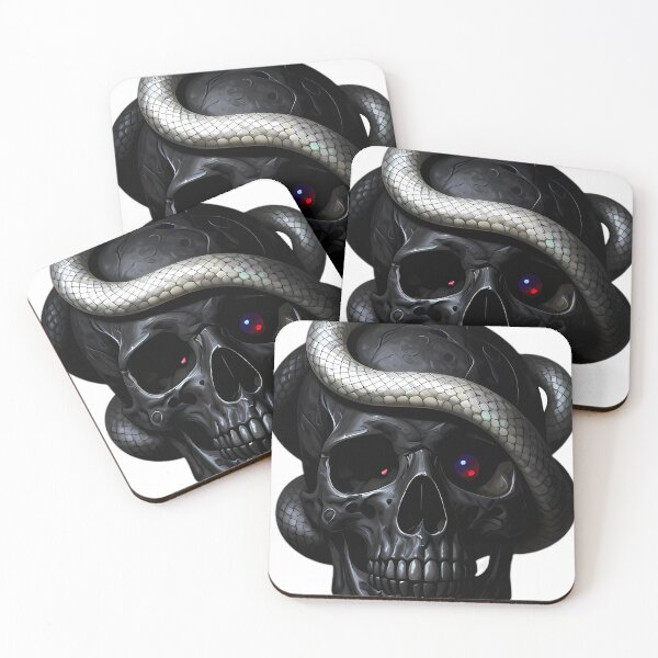 Item preview, Gothic Ghost Python Carved Ebony Memento Mori Skull designed and sold by IllumeInk.