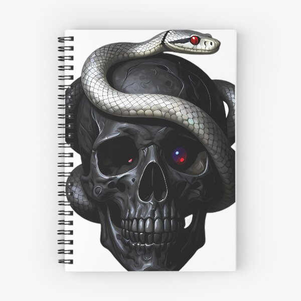 Artikelvorschau, Gothic-Geisterpython-Schädel aus geschnitztem Ebenholz, Memento Mori entworfen und verkauft von IllumeInk.