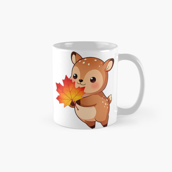 Item preview, Cute Baby Fawn Hugging Glowing Scarlet Maple Leaf designed and sold by pumsquare.