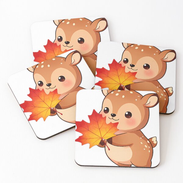 Item preview, Cute Baby Fawn Hugging Glowing Scarlet Maple Leaf designed and sold by pumsquare.