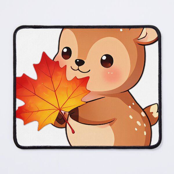 Item preview, Cute Baby Fawn Hugging Glowing Scarlet Maple Leaf designed and sold by pumsquare.