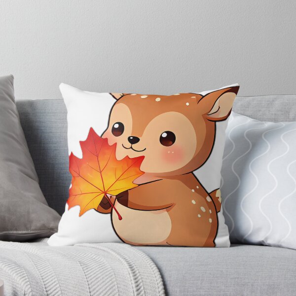 Item preview, Cute Baby Fawn Hugging Glowing Scarlet Maple Leaf designed and sold by pumsquare.