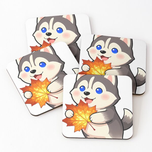 Item preview, Cute Siberian Husky Puppy Hugging Copper Maple Leaf designed and sold by pumsquare.