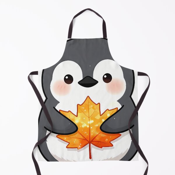 Item preview, Cute Chibi Penguin Chick Hugging Golden Amber Maple Leaf designed and sold by pumsquare.