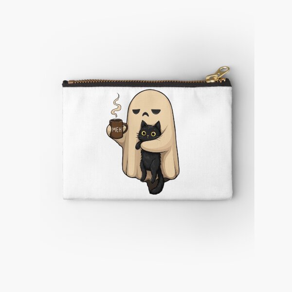 Item preview, Meh Ghost Hugging Black Cat | Funny Coffee Lover Halloween Spooky Aesthetic designed and sold by inkfluenceart.