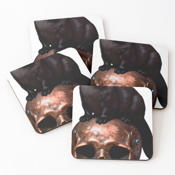 Item preview, Gothic River Otter Carved Copper Memento Mori Skull designed and sold by IllumeInk.