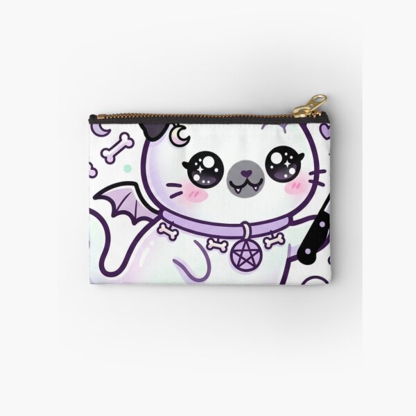 Item preview, Cute Ghost Cat With Knife - Funny Spooky Halloween Kawaii Sticker designed and sold by Artistprinter.