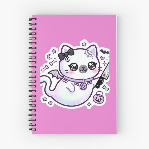 Item preview, Cute Ghost Cat With Knife - Funny Spooky Halloween Kawaii Sticker designed and sold by Artistprinter.
