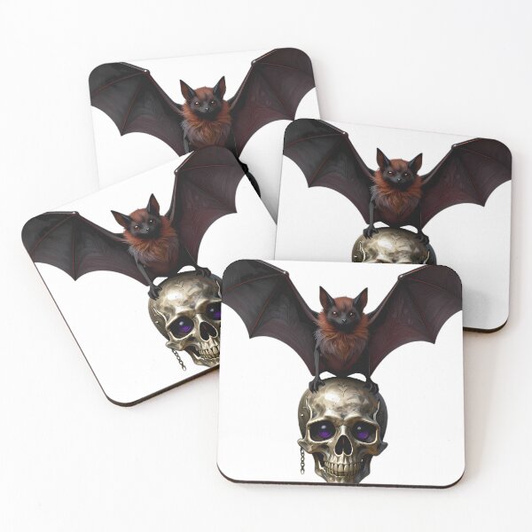 Item preview, Gothic Flying Fox Bat Carved Pewter Skull designed and sold by IllumeInk.