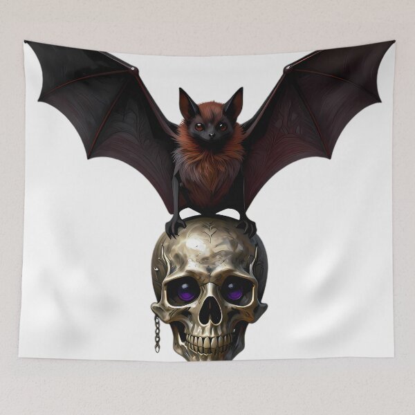 Item preview, Gothic Flying Fox Bat Carved Pewter Skull designed and sold by IllumeInk.