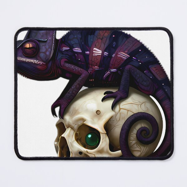 Item preview, Gothic Shadow Chameleon Carved Bone Memento Mori Skull designed and sold by IllumeInk.
