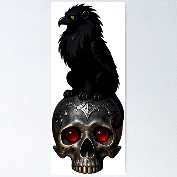 Item preview, Gothic Griffin Hatchling Carved Obsidian Skull designed and sold by IllumeInk.