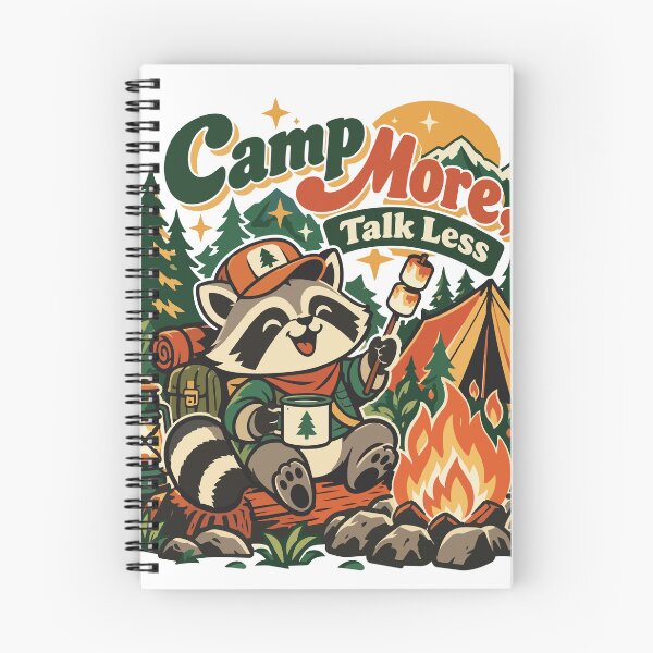 Item preview, Camp More Talk Less Raccoon Camping designed and sold by Summit Folk Studio.