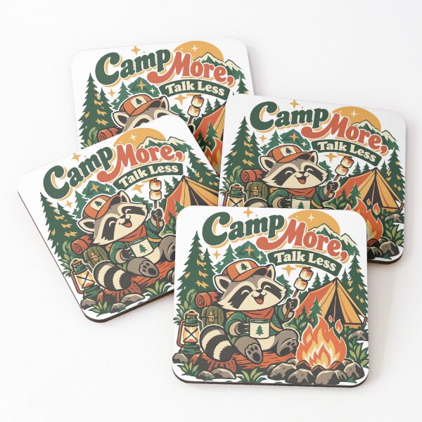Item preview, Camp More Talk Less Raccoon Camping designed and sold by Summit Folk Studio.