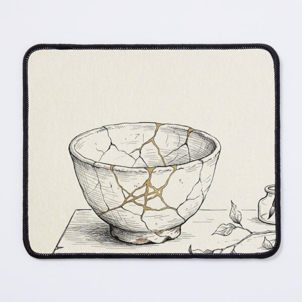 Item preview, Cracked Ceramic Bowl Study | Wabi-Sabi Minimalist Print designed and sold by Zaramodo.