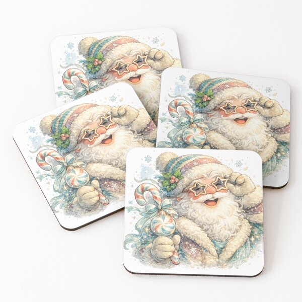 Item preview, Jolly Santa Candy Cane Christmas Watercolor Winter Holiday Art Design designed and sold by inkoutninja.