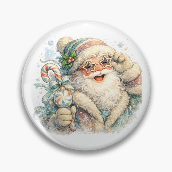 Item preview, Jolly Santa Candy Cane Christmas Watercolor Winter Holiday Art Design designed and sold by inkoutninja.