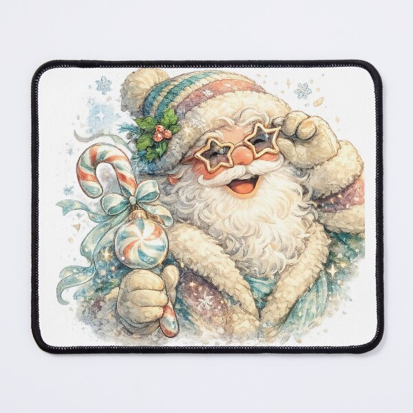Item preview, Jolly Santa Candy Cane Christmas Watercolor Winter Holiday Art Design designed and sold by inkoutninja.