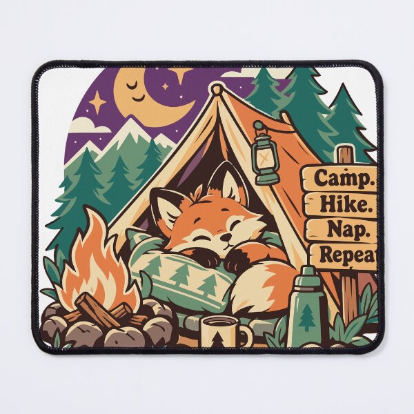 Item preview, Camp Hike Nap Repeat Sleeping Fox designed and sold by Summit Folk Studio.