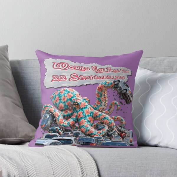 Item preview, Floral Octopus Crushing Traffic World Car Free Day designed and sold by zenjiinspired.