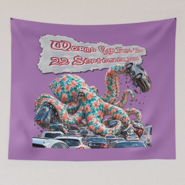 Item preview, Floral Octopus Crushing Traffic World Car Free Day designed and sold by zenjiinspired.
